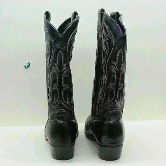 Bronco Men's Black Leather Cowboy Western Boots Size US 10 D - Picture 6 of 10